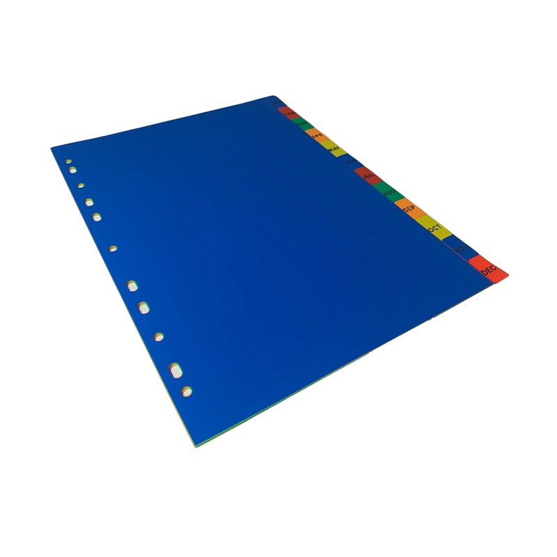 A4 Jan - Dec Month Polypropylene Dividers with Index Cover
