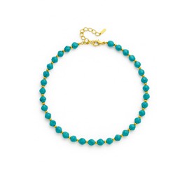 Ladies Faux Turquoise Beaded Choker Necklace, Elegant Contemporary Women's Bohemian Spiritual Jewellery - Length 38cm +5cm - With Gift Box