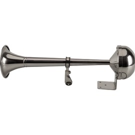AOLIHAN Boat Marine Single Trumpet Horn 12V Electric Stainless Steel Horn for Boats Ship Sailboat Yacht Off-Road Vehicle Truck SUV RV Vans Touring Car (silver single tone)