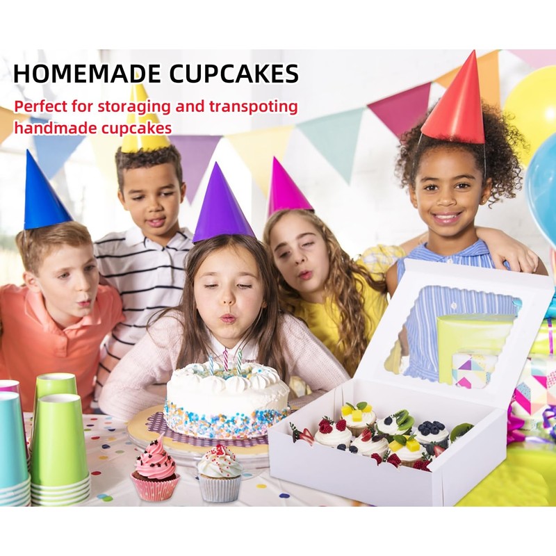 LONGTEAM 6-Set Cupcake Boxes Hold 12 Standard Cupcakes, Food Grade