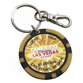 Las Vegas Keychain, Lucky Poker Chip (Gold - $1M)