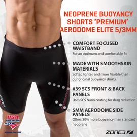 ZONE3 Neoprene Buoyancy Shorts 'Premium' Aerodome Elite 5/3mm (Black/Red, XX-Large)