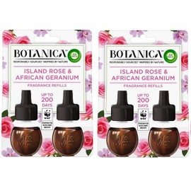 Air Wick Botanica Electric Air Freshener Refill Geranium Oriental and Island Rose 19ml Pack of 4