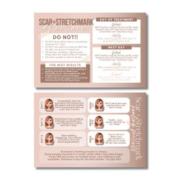 UPDATED 2025*Paramedical Tattoo, Scar Stretchmark Camouflage PMU Aftercare Instruction Cards - 4x6 Inches - Front and Back Stages of healing - Pack of 35 full color high gloss 14pt thick cards