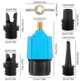 SUP Pump Adapter, SUP Adapter for Compressor, Stand Up Paddle Board Air Pump Adapter, with 4 Gas Nozzles, Sup Valve Adapter, for All Types of Dinghy, Kayaks, Paddle Board, Valve Adapter Accessories