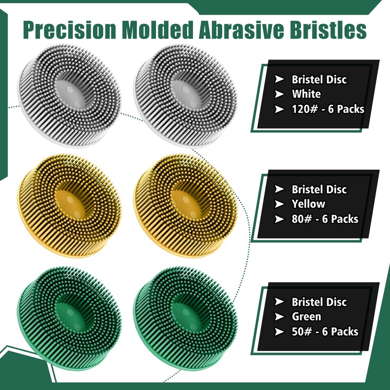 Lounsweer 6 Pack Bristle Disc 3 Inch Grit Abrasive Brush