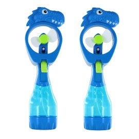 P&F Pack of 2X Dinosaur Water Mist Spray Bottle Fan Portable Handheld Mister - Battery Operated (Blue & Blue)