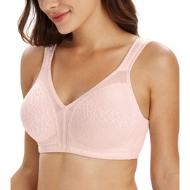Lemorosy Full Coverage Non Padded Wireless Minimizer Bra Women's Plus Size Bras Comfort and Double Support for Large Bust(Pink,36D)