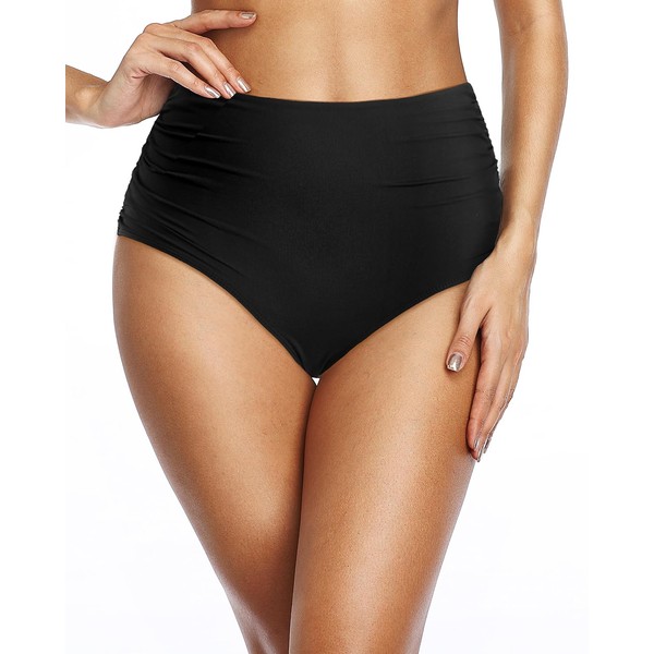 Holipick Women High Waisted Bikini Bottom Full Coverage Swim Shorts