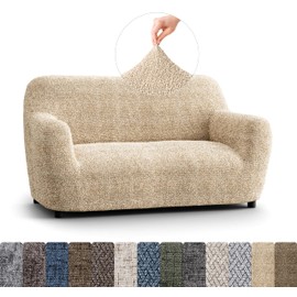 PAULATO BY GA.I.CO. Loveseat Slipcover - Oversized Chair Cover - Stretch Couch Cover - Cushion Love Seat Sofa Slipcovers - 1-Piece Form Fit Washable Protector - Microfibra - Mediterra Sandstone