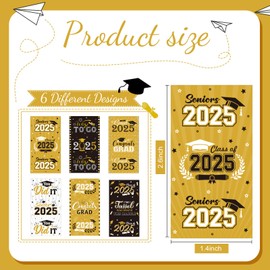 Outus 2025 Graduation Decoration Label Sticker Congrats Mini Candy Bar Wrapper Class of Party Supplies College High School Nursing Grad Celebration, Candy Not Included (Gold and Black,180 Pcs)