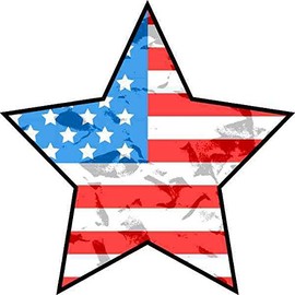 StickerTalk Star Shaped USA Flag Vinyl Sticker, 4 inches by 4 inches
