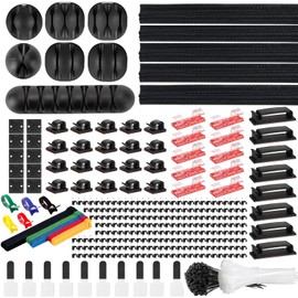 Pack of 500 Cable Management Kit, Cable Management with Cable Tubes, TPR Cable Organiser, Cable Clips and Cable Ties for Office, Home Office and Electronics