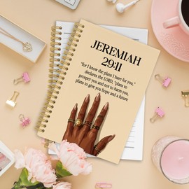 XPH Christian Spiral Notebook, Jeremiah 29:11 Bible Verse Journaling Notebooks for Note Taking, Religious Hardcover Journal for Writing 160 Pages 5.5 x 8.3 Inch, Christian Gifts for Black Women