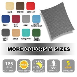 Amagenix Sun Shade Sails Canopy, Dark Gray Rectangle Outdoor Shade Canopy 16' X 20' UV Block Canopy for Outdoor Patio Garden Backyard