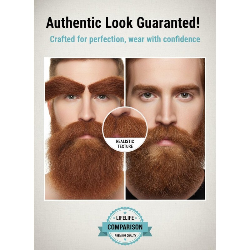 4-Piece Set – Ginger Beard and Eyebrow Stick On Beard