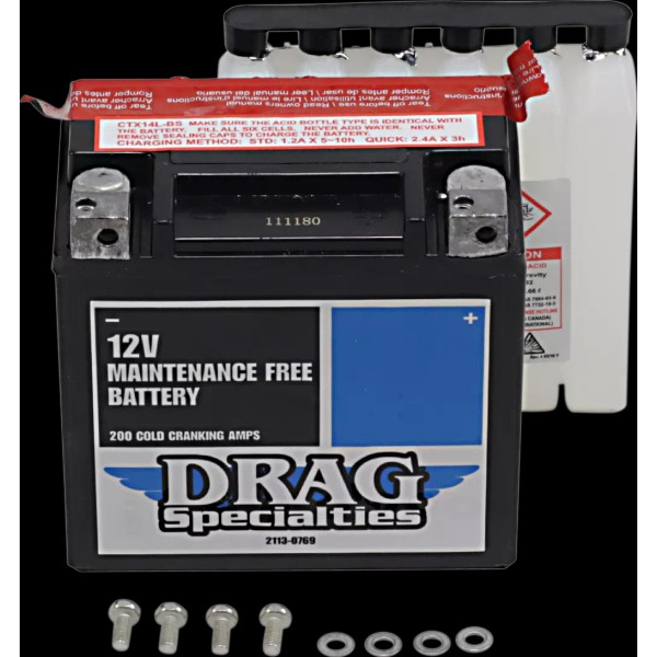 DRAG SPECIALTIES AGM Battery - YTX14LBSFT CTX14L-BS FT 2113-0769