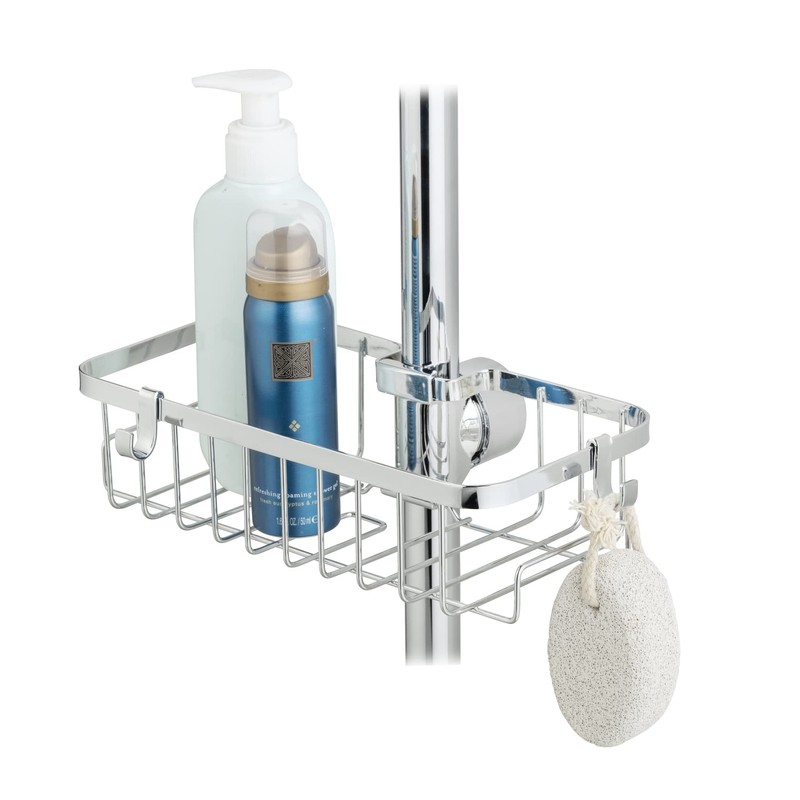 WENKO Shower Rail Caddy Mod. Floresta Square Shower Shelf Chrome-Plated