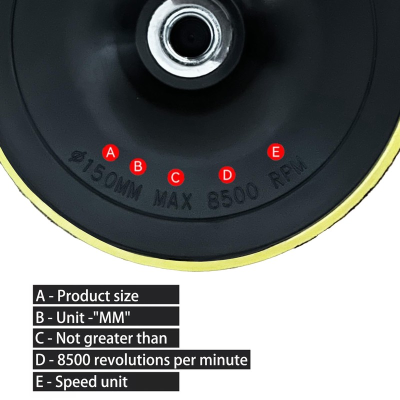 LEPEVNEY 6-Inch 150mm Hook and Loop Backing Pad M14 Drill