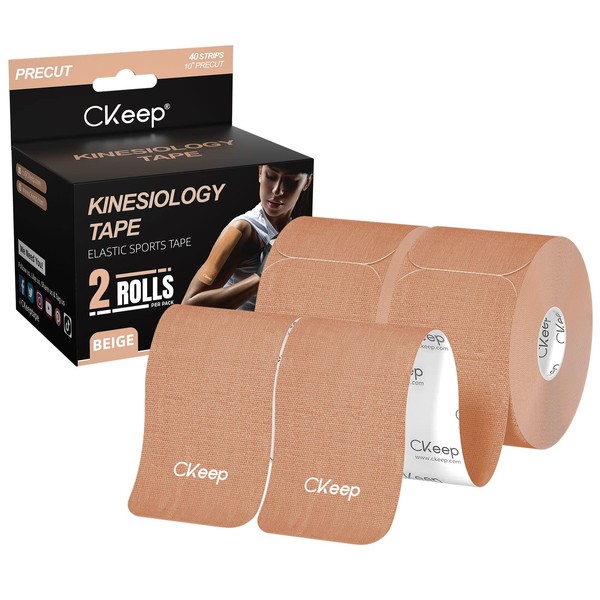 CKeep CKeep Kinesiology Tape (2 Rolls), Original Cotton Elastic Premium