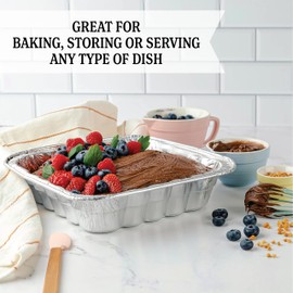 PLASTICPRO Disposable 10'' X 10'' X 3'' Inch Square Aluminum Tin Foil Baking Pans Bakeware - Cookware Perfect for Baking Cakes, Breads, Brownies, Bread, Meatloaf, Lasagna, Pack of 10