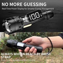 WARSUN XF126 LED Flashlight, Rechargeable Flashlight 950 Lumens Super Bright, Zoomable Tactical Flashlight with 8 Modes, 4000mAh Battery, High Powered, Durable Design for Camping, Emergency, Outdoor