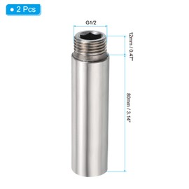 PATIKIL Shower Head Extension Arm, 2 Pack Stainless Steel G1/2 Male to Female Thread 80mm Length Pipe Fitting Shower Head Extender