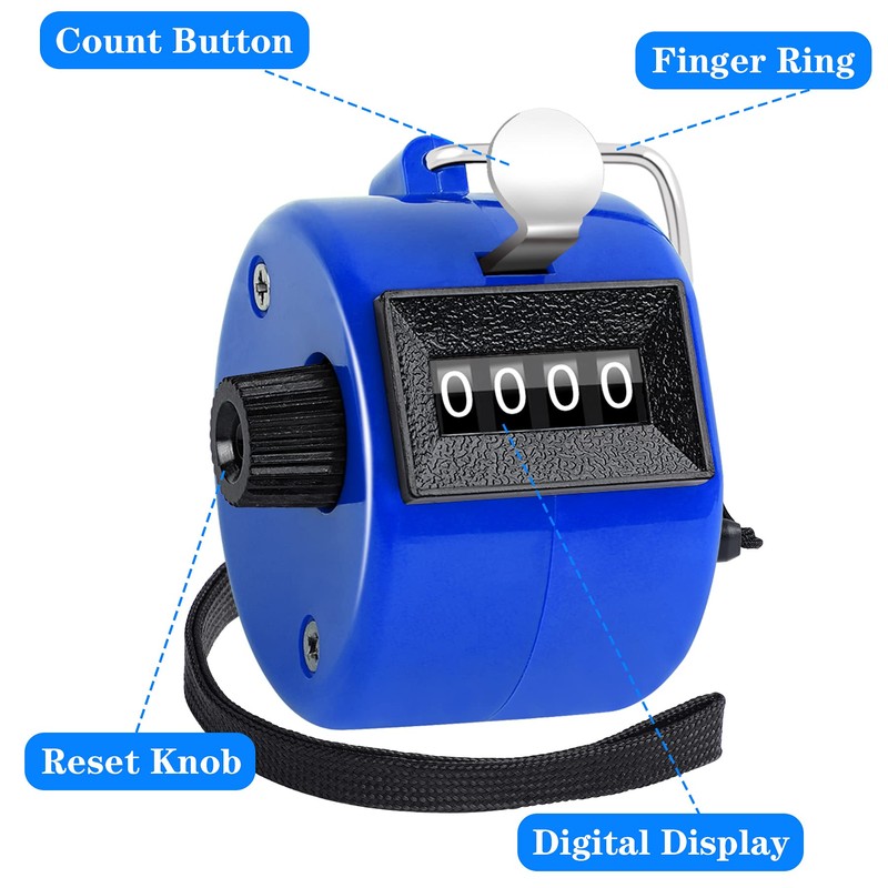 FEBSNOW 2 Pack Hand Tally Counter 4 Digital Click Counter