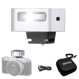 ZENIKO ZF08 Mini Camera Flash Speedlite- On Camera Flash GN16, 5 Power Levels, CCT 6500k ±200k with Universal Hot Shoe Mount ＜3s Fast Recycling for Sony/Canon/Nikon/Panasonic/Olympus (Silver, ZF08)