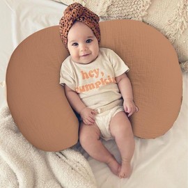 Nursing Pillow Cover,Muslin Cotton,Removable Cover for Breastfeeding Pillows, 2-Pack Pillow Covers,Ultra-Soft Baby Nursing Pillow, Fits Newborn Feeding Pillow 22.5IN*18IN (Rust & Cream-Coloured)