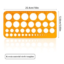 Circle Stencil Template with 36 Circles, Circle Stencils for Painting, Circle Ruler for Drawing Aids, Quilling Template, Transparent Orange