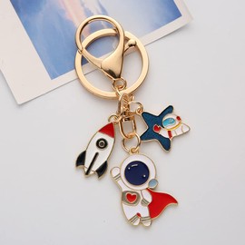 ARFUKA Astronaut Rocket Pendant Keychain - Stainless Steel, Multicolor, Unisex - Key Organizer, Gift for Space Enthusiasts, Youth