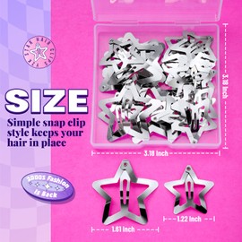 YGDZ 30 PCS Star Hair Clips, 1.22" 20 PCS Star Y2K Hair Accessories, 10 PCS 1.61" Silver Star Clips for Girls Women, Rave Accessories, Non Slip Star Barrettes, Metal Star Snap Hair Clips