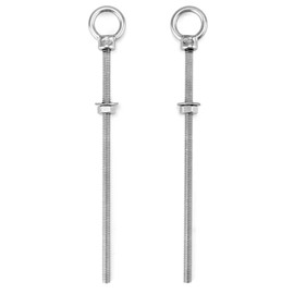 QWORK Threaded Eyebolts, 10 Pack 1/4" x 6" Long Stainless Steel Marine Grade Shoulder Eye Bolt