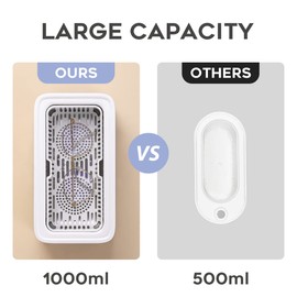 Adiding Jewelry Cleaning Machine, 1000mL (33.8oz) Sonic Retainer Ring Cleaner with 5 Time Mode and Degassing Function Ultrasonic for Glasses, Earrings, Necklaces, Denture, Coins, Pacifier, Blue