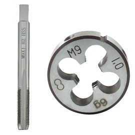 ISDVBUY 2 Pack Metric Tap and Die Set, M9 x 1mm Machine Thread Screw Tap Round Threading Die, Kit for Nut Screw Bolt Thread Repair Iron Copper Steel Metal Materials