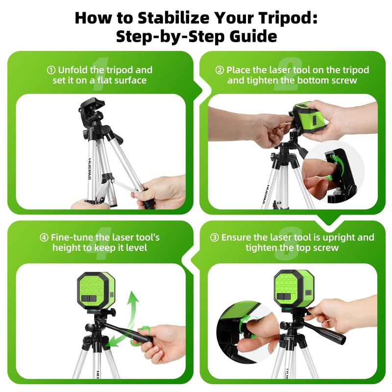 Laser Level with Tripod, HUEPAR 100Ft Self Leveling Laser Level