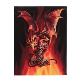 Enchanting Mjolnir Dragon Canvas Plaque by Anne Stokes - 25cm x 19cm (1 Pc.) - Premium Quality Material & Majestic Dragon Design - Ideal Gift for Dragon & Fantasy Enthusiasts