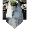 Blue and Grey Abstract Modern Art Table Runner 13x108 Inch,