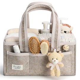 PeraBella Diaper Caddy Organizer with Handle, Baby Shower Gifts Basket Bag, Registry Search Must Haves Items, Nursery Storage Organizer for Newborn Girl Boy, Baby Bag Essentials, Car Diaper Caddy Cart