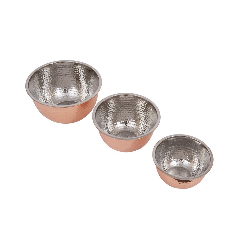 Creative Co-Op Hammered Stainless Steel Bowls in Copper Finish (Set