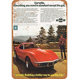 RetroRust 10 x 14 METAL SIGN - 1972 Corvette - Vintage Rusty Look 2
