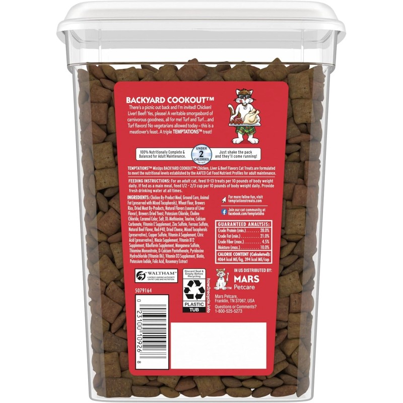Temptations MixUps Backyard Cookout Flavor Crunchy and Soft Cat Treats,