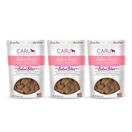 Caru - Soft n’ Tasty Baked Bites - Salmon Bites Dog Treats - Flavorful Training Treats - 4 oz Bags - Pack of 3