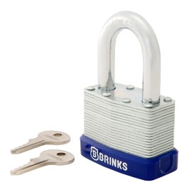 BRINKS - 50mm Laminated Steel Keyed Padlock - Chrome Plated with Hardened Boron Steel Shackle