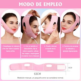2PCS Mentonera Postquirúrgica Papada | Face Lift Tape Invisible | Faja Facial para Dormir | Reductor de Papada Mujer (Rosa)