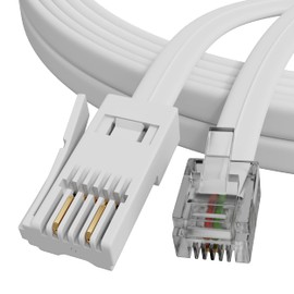 ConnectingU White 2 wire RJ11 Male to BT Male Telephone/Modem Cable, 5m long
