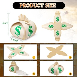 Honoson 30 Pcs Money Party Favor Boxes Candy Box Dollar Bags Casino Themed Goodies Bag for Tables Centerpieces Party Decorations Gift Birthday Favors Graduation Supplies