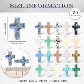 Nuenen 50 Pcs Cross Crystal Stone Bulks 1'' Natural Crystal Gemstone Cross Shaped Worry Stones Charm Palm Pocket Quartz Gift Valentines Easter Decor(0.71 x 0.98 x 0.24 Inch,Vintage Color)
