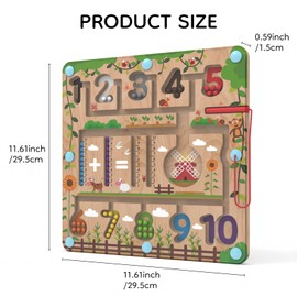 Letoiz Magnetic Color and Number Maze Board, Toddler Montessori Educational Learning Toys for Kids Ages 3-5, Wooden Fine Motor Skills Toys for Boys and Girls Birthday Christmas (Maths)
